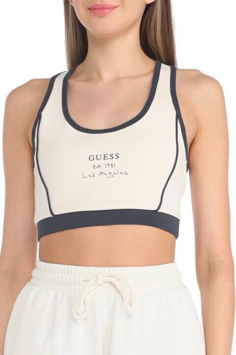 KADIN SIGNATURE ACTIVE TOP BRAS CROP-KREM - GUESS