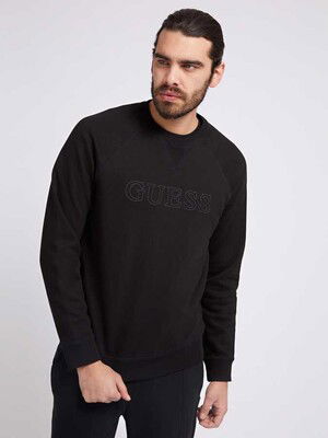 Önde Logolu Erkek Sweatshirt-Siyah - GUESS