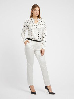 Saten Kadın Pantolon-Krem - GUESS