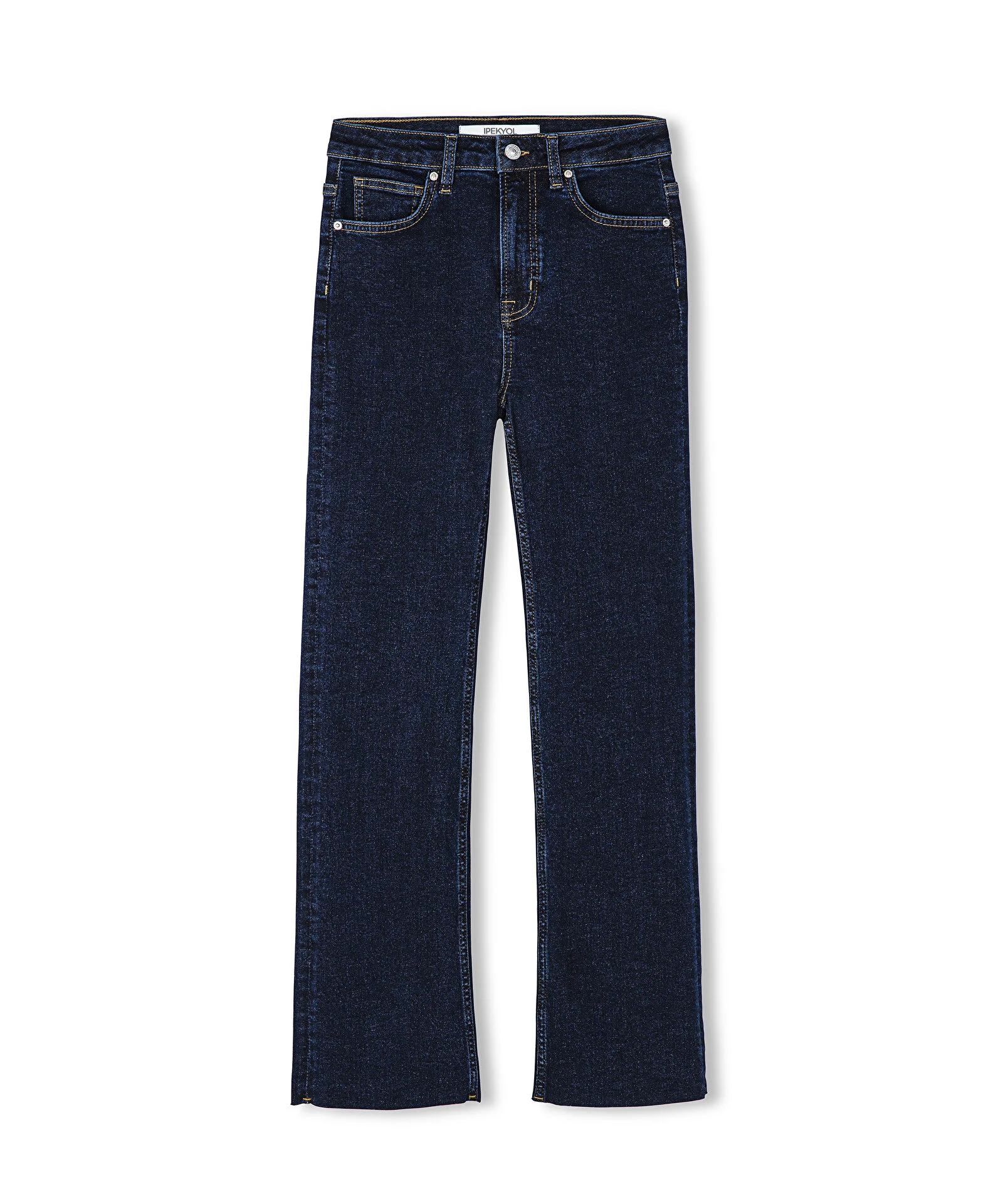 Cropped Flare Fit Jean Pantolon-Koyu İndigo - 1