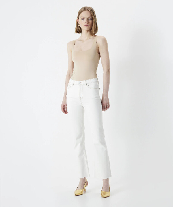 Cropped Flare Fit Jean Pantolon-Naturel - İPEKYOL