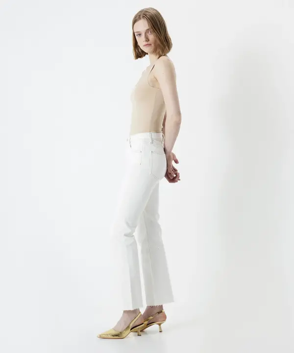 Cropped Flare Fit Jean Pantolon-Naturel - 3