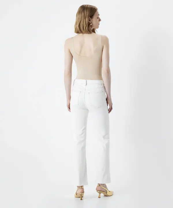 Cropped Flare Fit Jean Pantolon-Naturel - 4