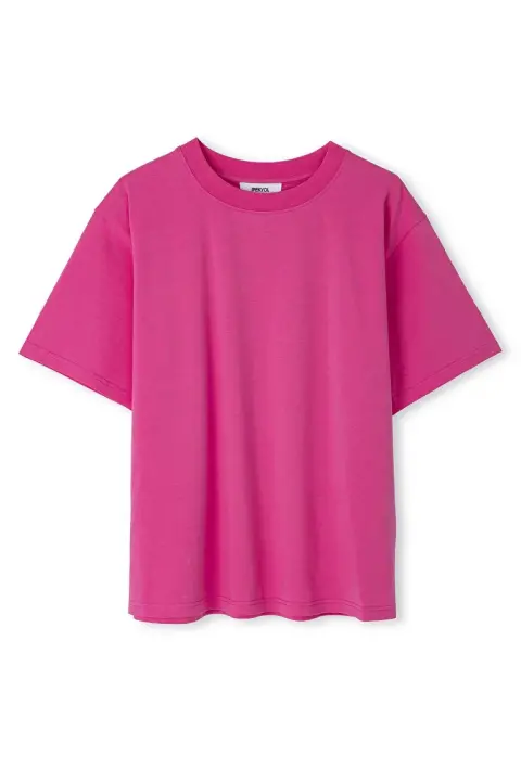 Kadın Kısa Kollu Bisiklet Yaka T-Shirt - Pembe - 5