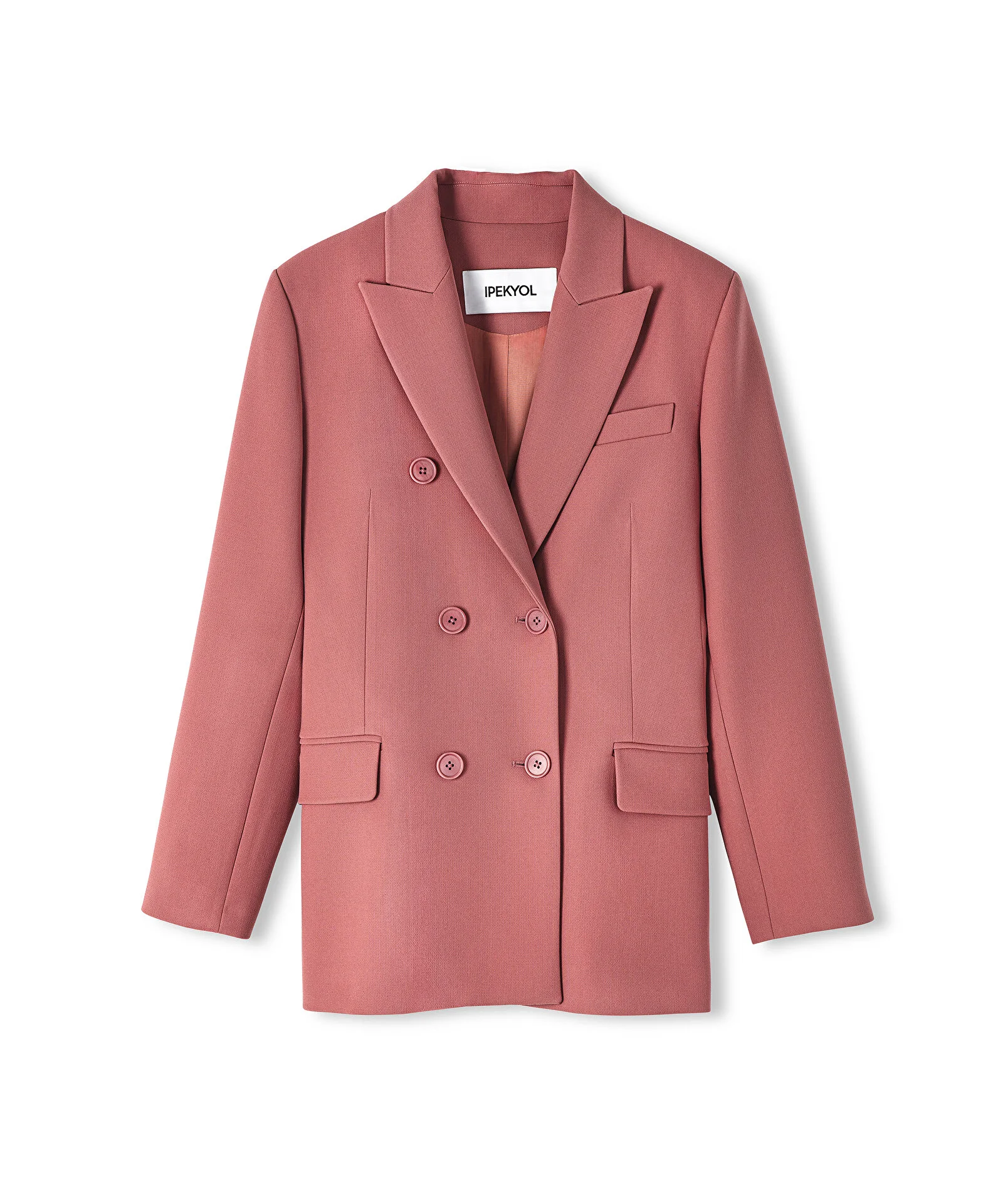 Kruvaze Blazer Ceket-Pudra Pembe - 5