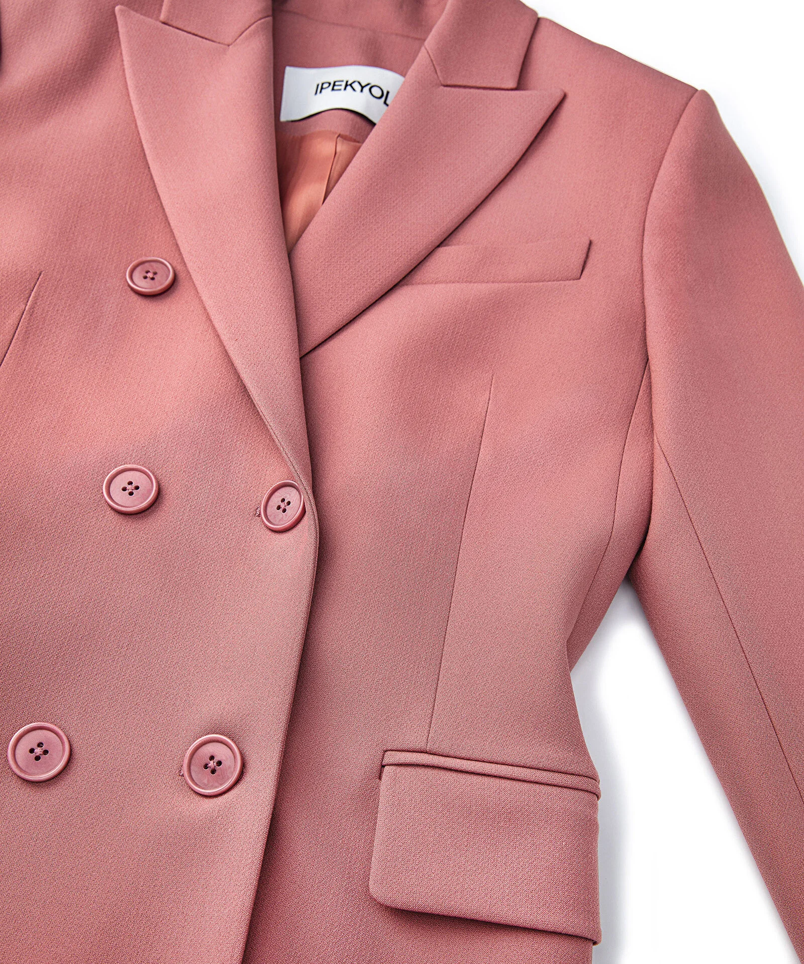 Kruvaze Blazer Ceket-Pudra Pembe - 6