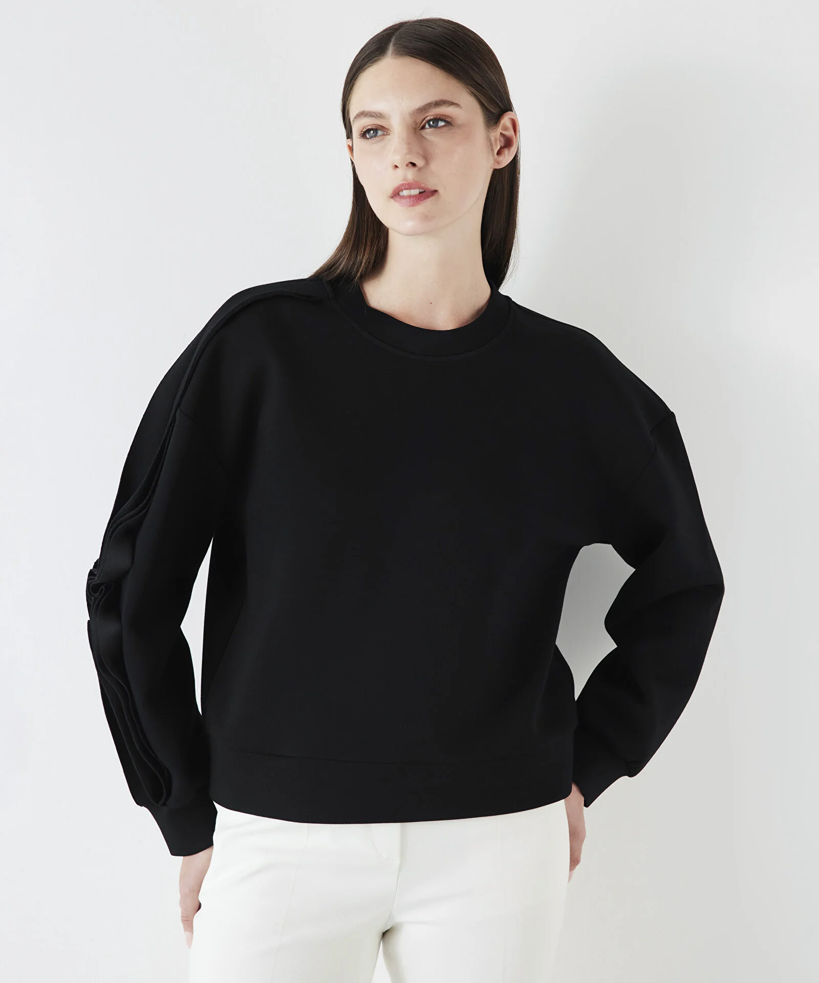 Oversize Scuba Sweatshirt-Siyah - 2