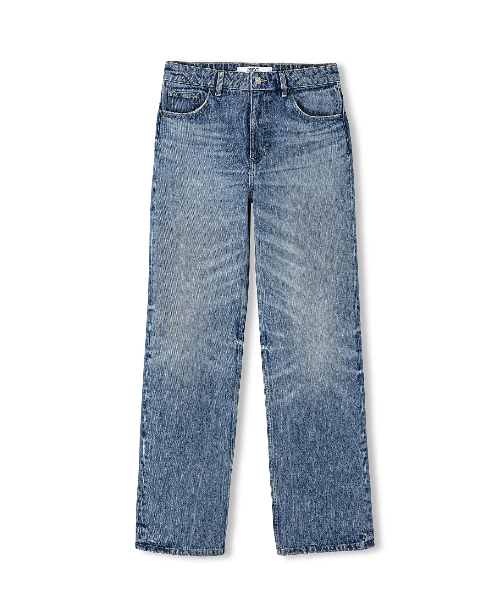 Wide Leg Fit Jean Pantolon-İndigo - 5