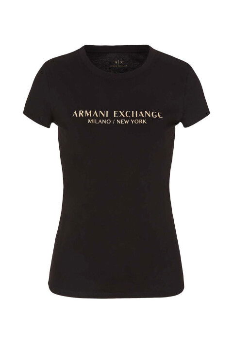 Kadın AE Bisiklet Yaka T-Shirt - Siyah - ARMANI EXCHANGE