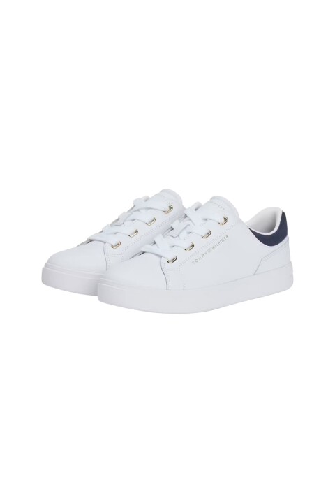 Kadın Altın Rengi Detaylı Cupsole Tabanlı Sneaker - Beyaz/Lacivert - Tommy Hilfiger