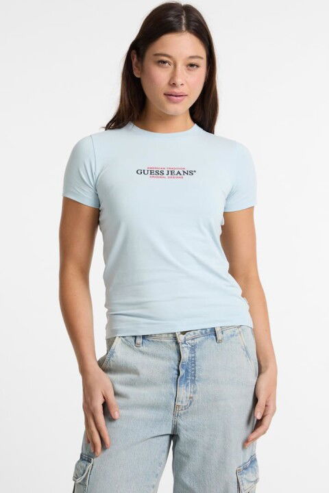 Kadın American Tradition Slim T-Shirt - Açık Mavi - Guess