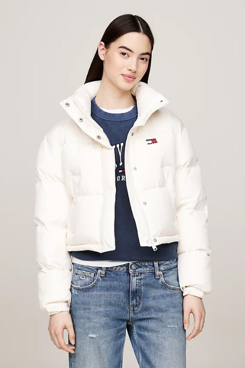 Kadın Arka Grafik Logolu Alaska Down Puffer Mont - Beyaz - Tommy Hilfiger