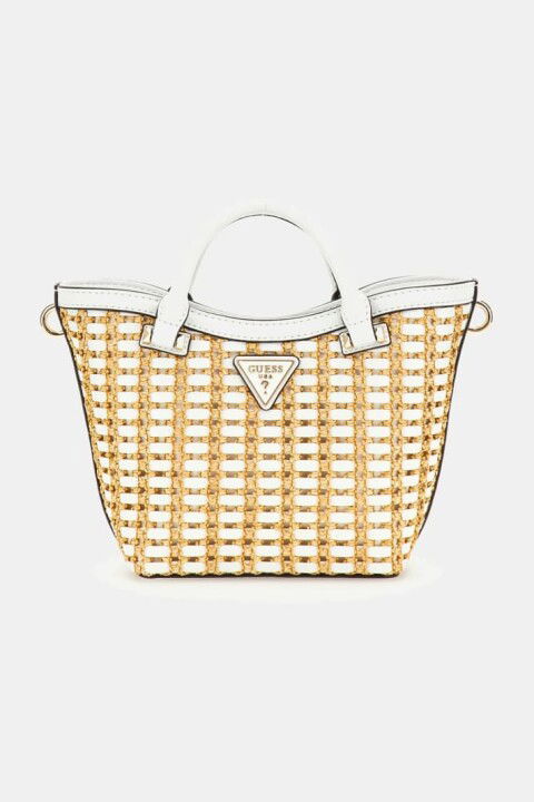 Kadın Atalia Rafya Mini Tote El Çantası - Beyaz - Guess