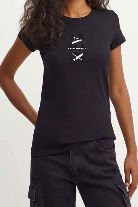 Kadın Ax Bisiklet Yaka T-Shirt - Siyah - Armani Exchange