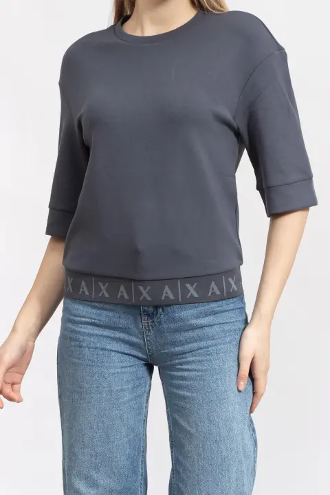 Kadın Bisiklet Yaka Sweatshirt - Antrasit - 1