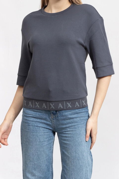 Kadın Bisiklet Yaka Sweatshirt - Antrasit - ARMANI EXCHANGE