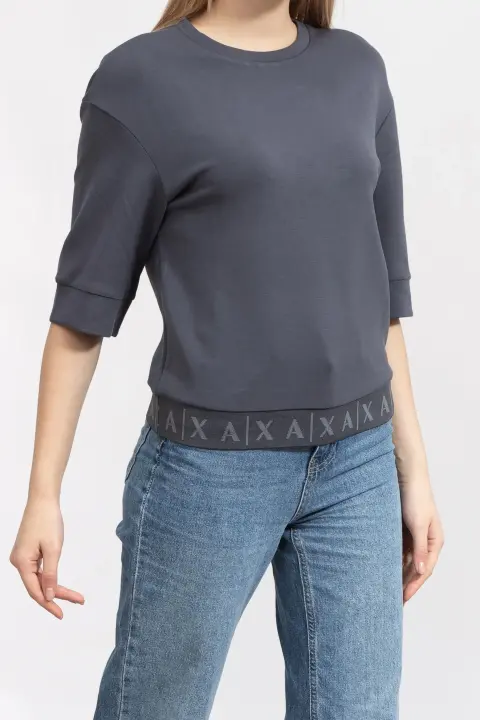 Kadın Bisiklet Yaka Sweatshirt - Antrasit - 2