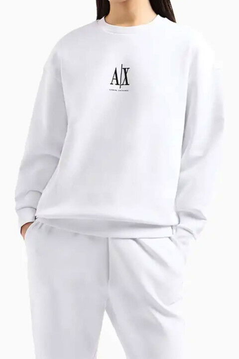 Kadın Bisiklet Yaka Sweatshirt - Beyaz - ARMANI EXCHANGE