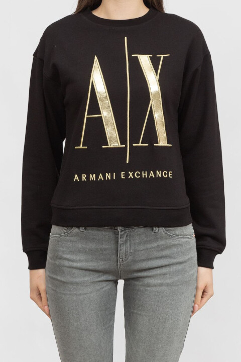 Kadın Bisiklet Yaka Sweatshirt - Siyah - Armani Exchange