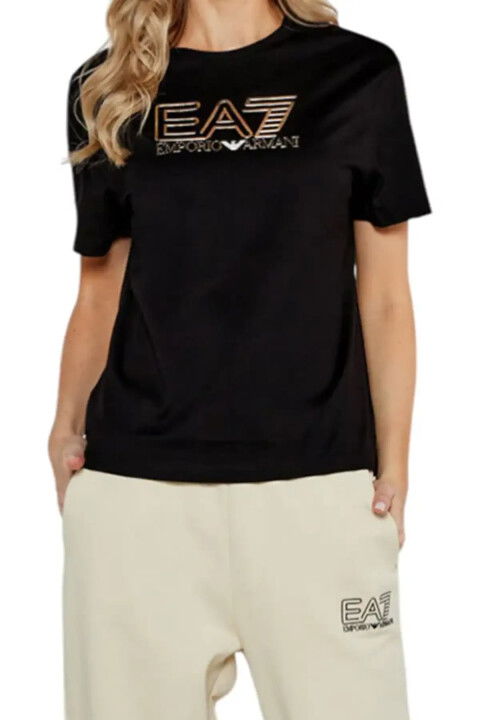 Kadın Bisiklet Yaka T-Shirt - Siyah - EA7