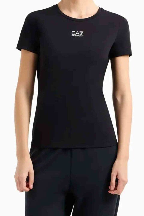 Kadın Bisiklet Yaka T-Shirt - Siyah - EA7