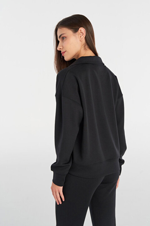 Kadın Bolette Sweatshirt - Siyah - 2