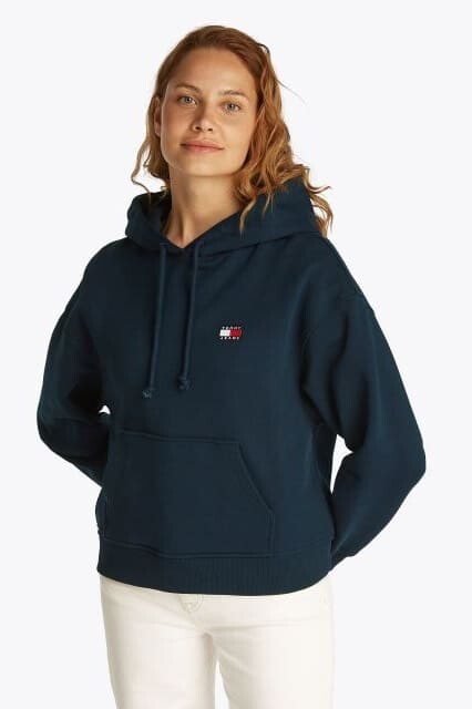 Kadın Boxy Fit Kapüşonlu Logolu Sweatshirt - Lacivert - Tommy Hilfiger