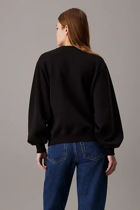 Kadın CHENILLE Monologo Sweatshirt - Siyah - 3