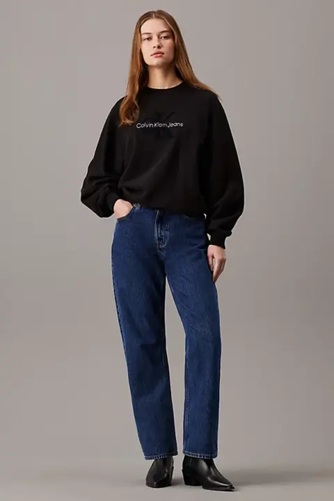 Kadın CHENILLE Monologo Sweatshirt - Siyah - 4