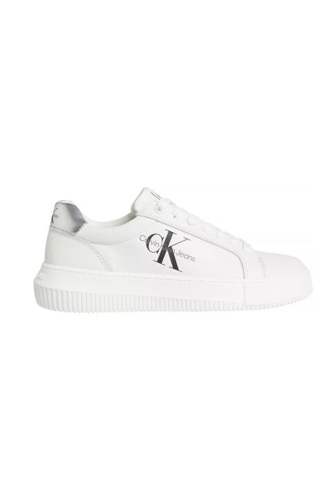 Kadın Chunky Cupsole Laceup Lth Ml Mtl Sneaker-Beyaz - CALVIN KLEIN
