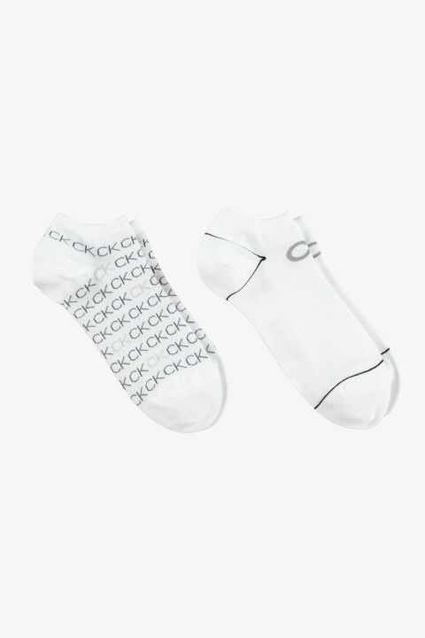 Kadın Ck 2'li Sneaker All Over Logo Çorap - Beyaz - Calvin Klein