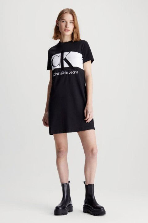 Kadın Ck Blocking T-Shirt Elbise - Siyah - Calvin Klein