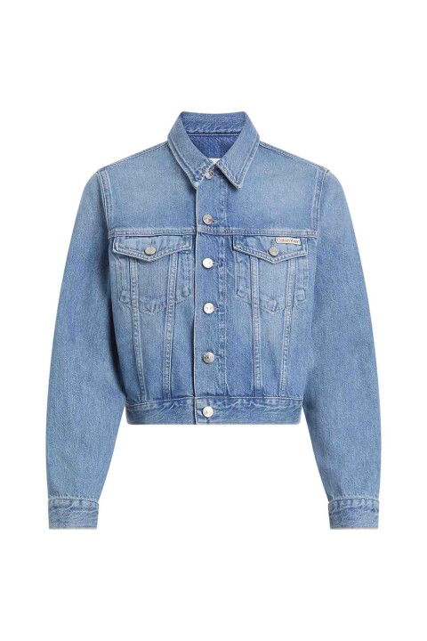 Kadın Ck Cropped 90's Denim Ceket - Mavi - Calvin Klein