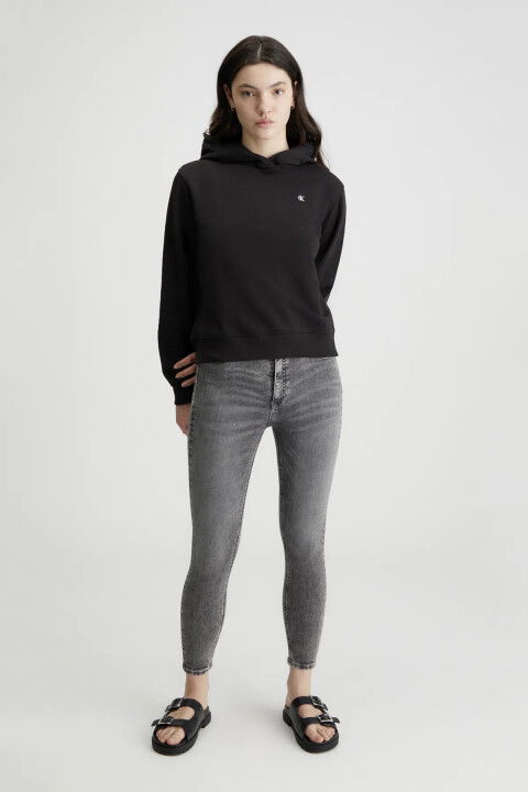 Kadın Ck Embro Badge Regular Hoodıe Sweatshirt - Siyah - CALVIN KLEIN