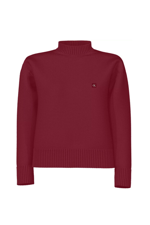 Kadın CK EMBRO BADGE SWEATER Kazak - Bordo - CALVIN KLEIN