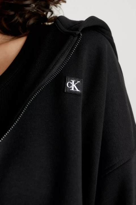 Kadın CK EMBRO BADGE ZIP-THROUGH Sweatshirt - Siyah - 4