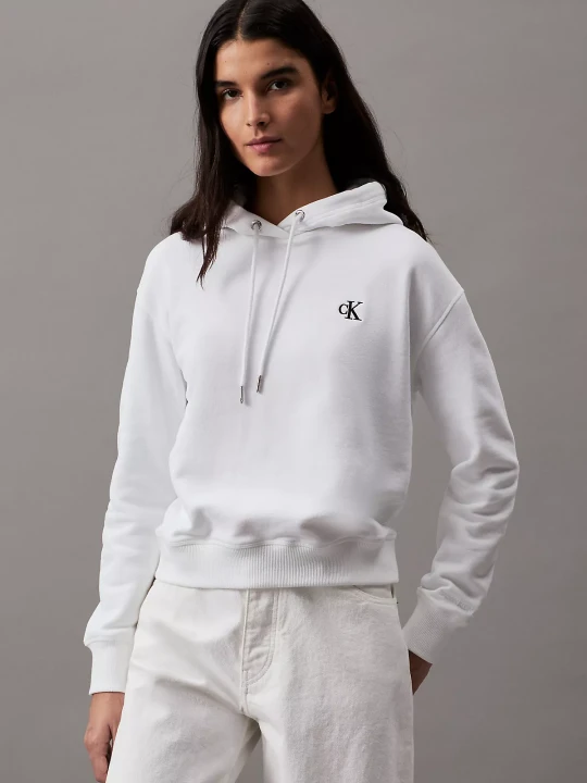 Kadın CK EMBROIDERY HOODIE Sweatshirt-Beyaz - 1