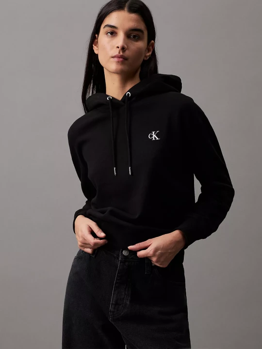 Kadın CK EMBROIDERY HOODIE Sweatshirt-Siyah - 1