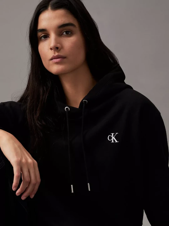 Kadın CK EMBROIDERY HOODIE Sweatshirt-Siyah - 3