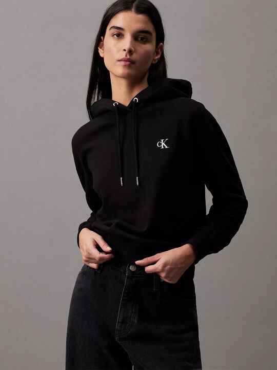 Kadın Ck Embroıdery Hoodıe Sweatshirt-Siyah - CALVIN KLEIN