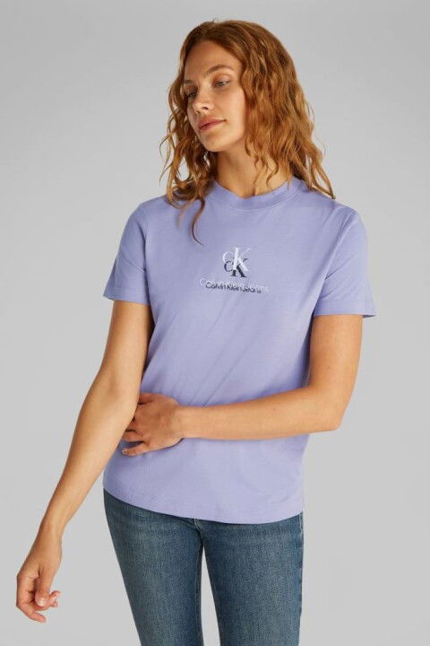 Kadın Ck Gölge Grafik Logo T-Shirt - Mor - Calvin Klein
