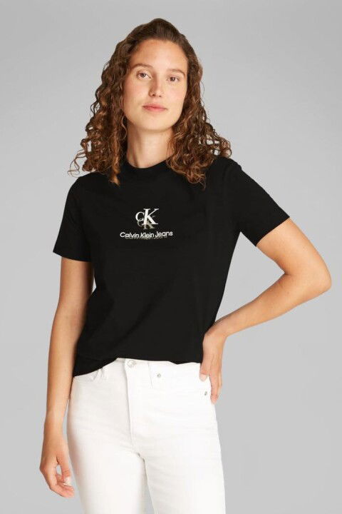 Kadın Ck Gölge Grafik Logo T-Shirt - Siyah - Calvin Klein