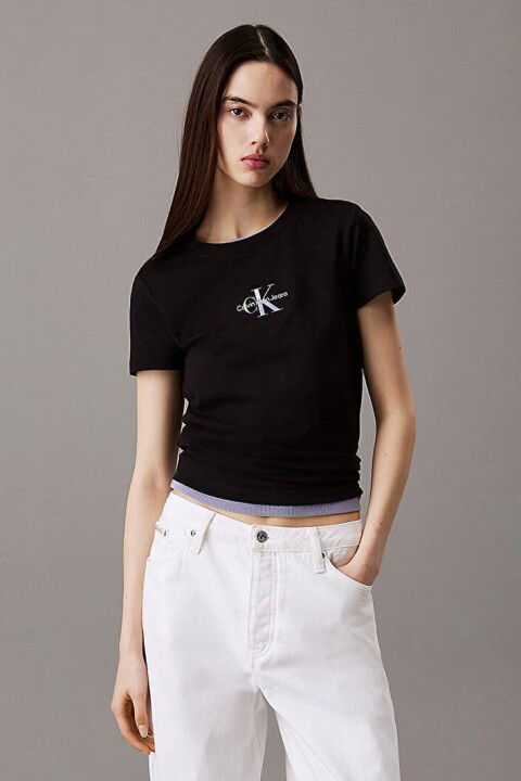 Kadın Ck Gradient Monologo T-Shirt - Siyah - Calvin Klein