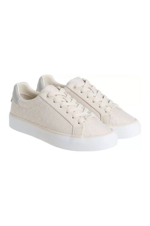 Kadın Ck Logo Jacquard Bağcıklı Sneakers - Krem - Calvin Klein