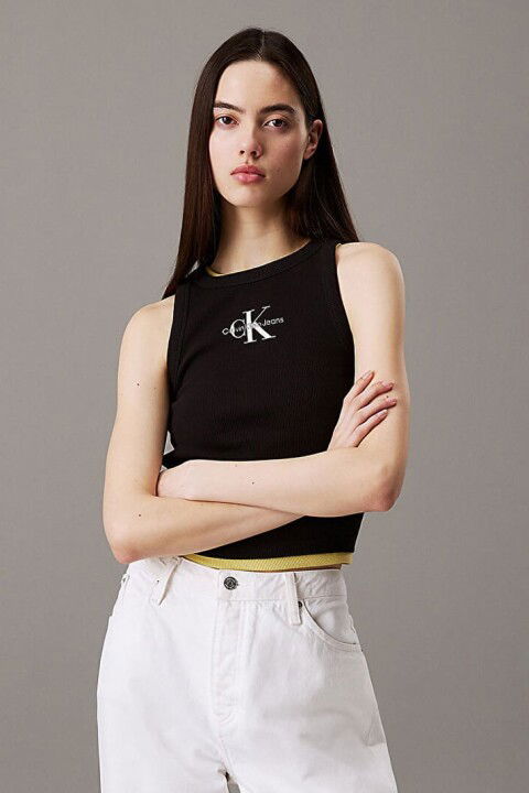 Kadın Ck Monologo Rib Bluz - Siyah - Calvin Klein