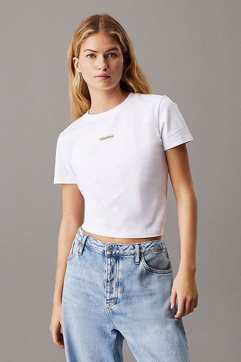 Kadın Ck Placed İnstitutional T-Shirt - Beyaz - Calvin Klein