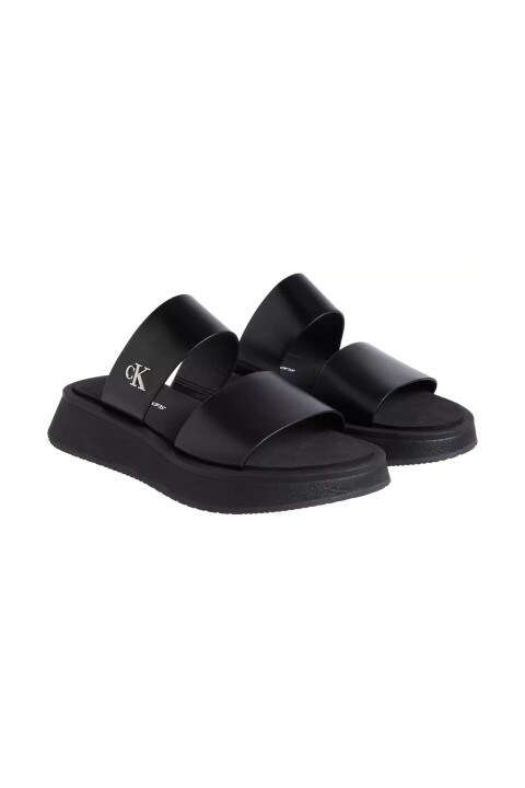Kadın Ck Sandal Slide Double Strap Terlik - Siyah - Calvin Klein