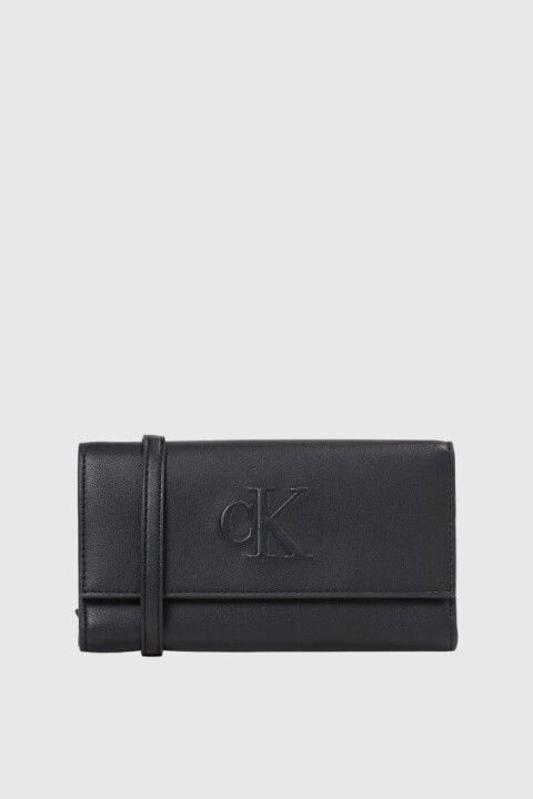 Kadın Ck Sculpted Uzun Askılı Cüzdan - Siyah - Calvin Klein