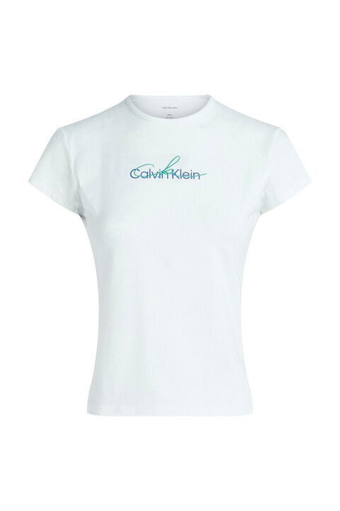 Kadın Ck Slim Script Logo T-Shirt - Beyaz - Calvin Klein