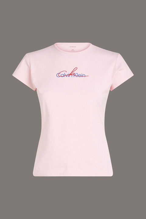 Kadın Ck Slim Script Logo T-Shirt - Pembe - Calvin Klein